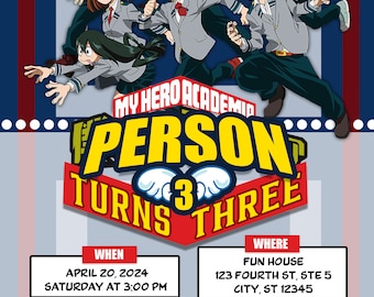 Custom Anime Birthday Invitation: Cartoon Style (Digital Item)