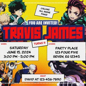 Anime Birthday Invitation: Customizable Theme (Digital Item)
