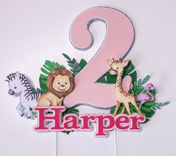 Safari Cake Topper Jungle Cake Topper Flamingo Cake Topper Etsy
