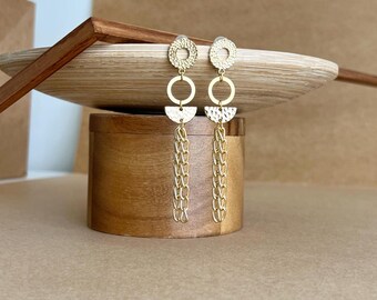 Pendientes de cadena de oro, pendientes geométricos colgantes, pendientes de borlas llamativos, pendientes modernos, pendientes de diseño, pendientes largos colgantes, gifs