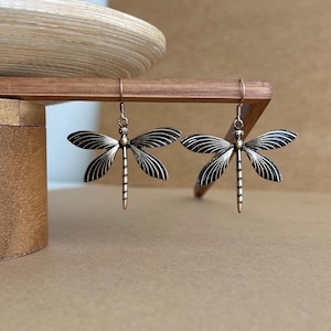 Dragonfly Earrings, Brass Vintage Style Earrings, Statement Earrings, Insect Earrings, Nature Earrings, Gift For Her