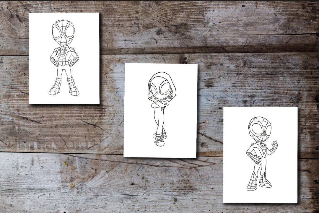 Spidey and Friends Coloring Pages - Etsy