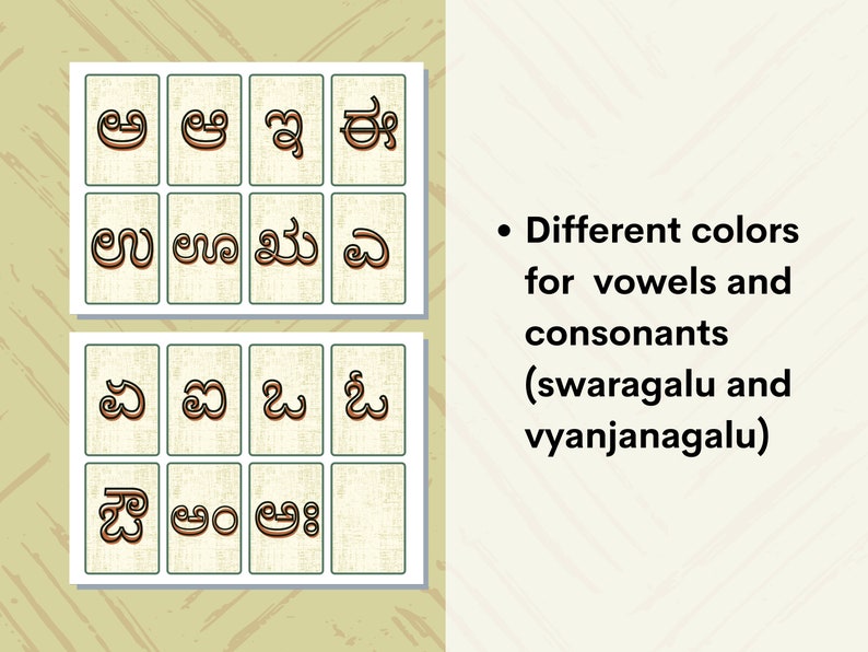 Kannada Alphabet/varnamale Printable Flashcards Language Learning Bilingual Activities Digital