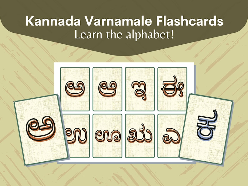 Kannada Alphabet/varnamale Printable Flashcards Language Learning Bilingual Activities Digital