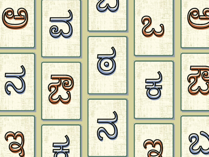 Kannada Alphabet/varnamale Printable Flashcards Language Learning Bilingual Activities Digital