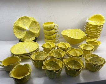 Vintage Secla Majolica Yellow Cabbage Dishware