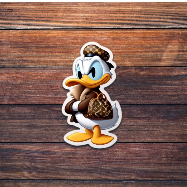 Luxury Fashion Donald Duck Decal - High-Quality Vinyl Sticker with Louise Vuitton Twist - Perfect for Collectors and Gifting