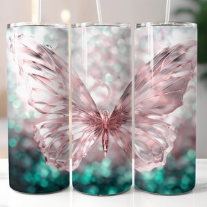 Butterfly Tumbler Wrap PNG - 20oz Tumbler Wrap Digital Download - Gift For Her - 20oz Skinny Tumbler Wrap