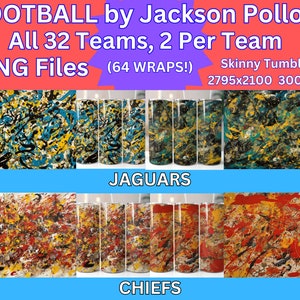 Football Tumblers Designs, by Jackson Pollock | Football sport Designs | Football Tumbler Team Designs | 64pcs) Digital Bundle -20oz 300DPI