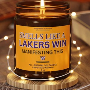 Smells Like A Lakers Win Candle | Los Angeles Lucky Game Day Candle | Soy Candle | Lakers Fan Gift | NBA Gift | Los Angeles Game Day Decor
