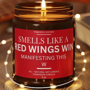 Smells Like A Red Wings Win Candle | Detroit Lucky Game Day Candle | Soy Candle | Red Wings Fan Gift | NHL Gift | Detroit Game Day Decor