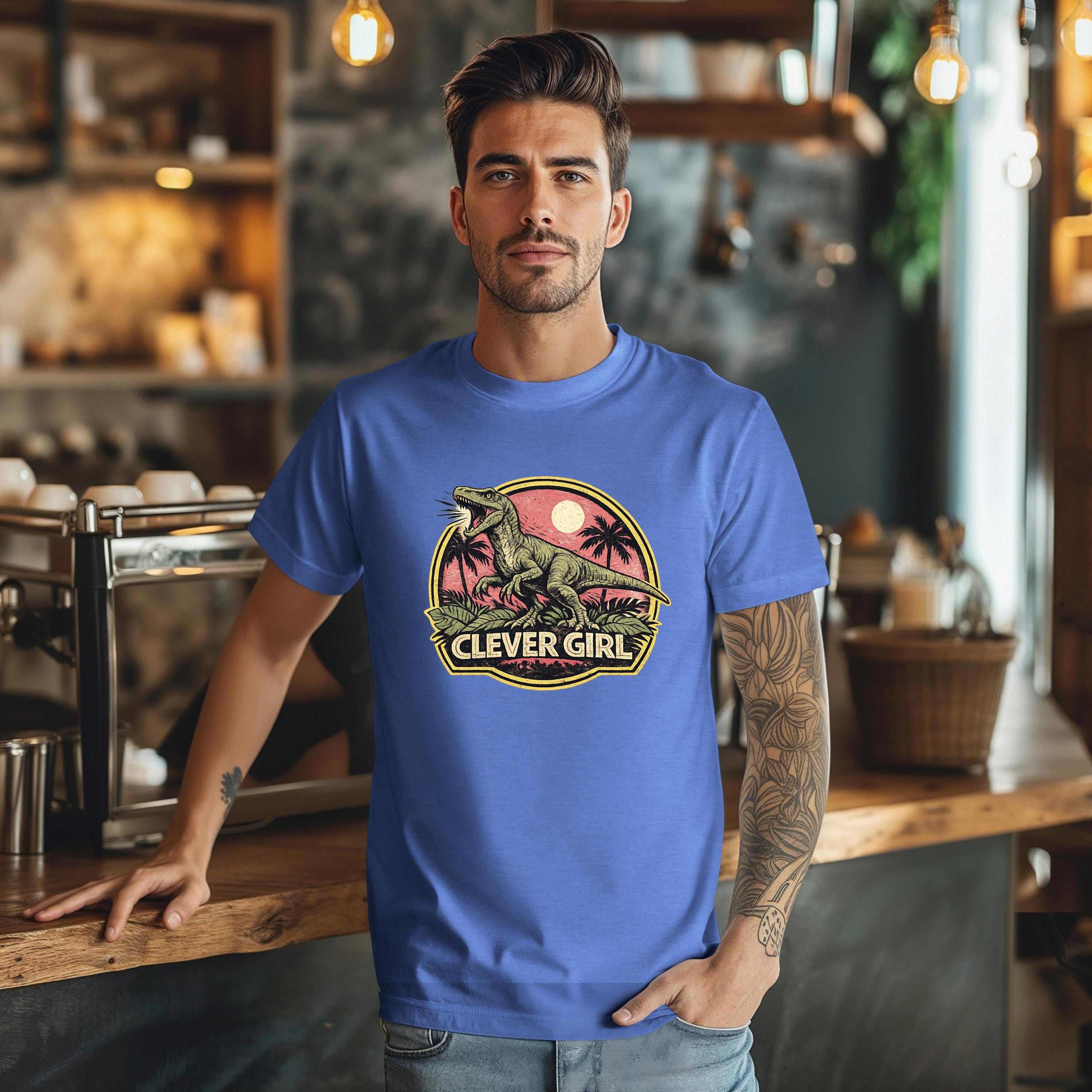 Clever Girl Dinosaur Shirt, Vintage Jurassic Style T-Shirt & Sweatshirt, Funny Dinosaur Graphic Tee, Unisex Adult and Youth | Raptor Shirt
