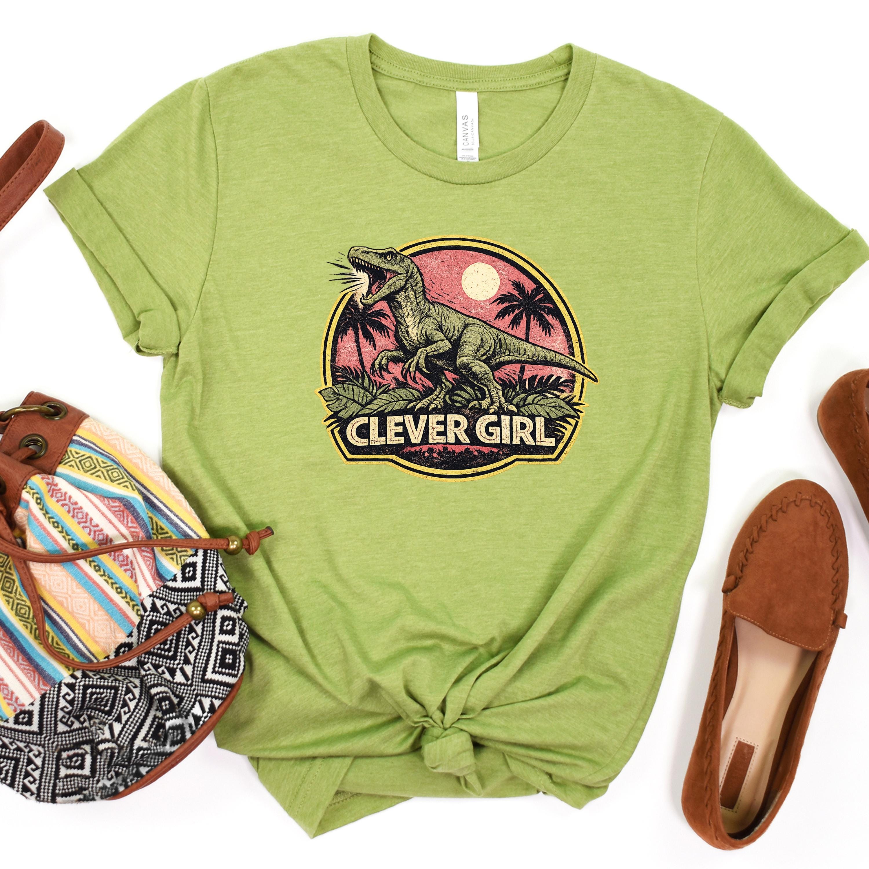 Clever Girl Dinosaur Shirt, Vintage Jurassic Style T-Shirt & Sweatshirt, Funny Dinosaur Graphic Tee, Unisex Adult and Youth | Raptor Shirt