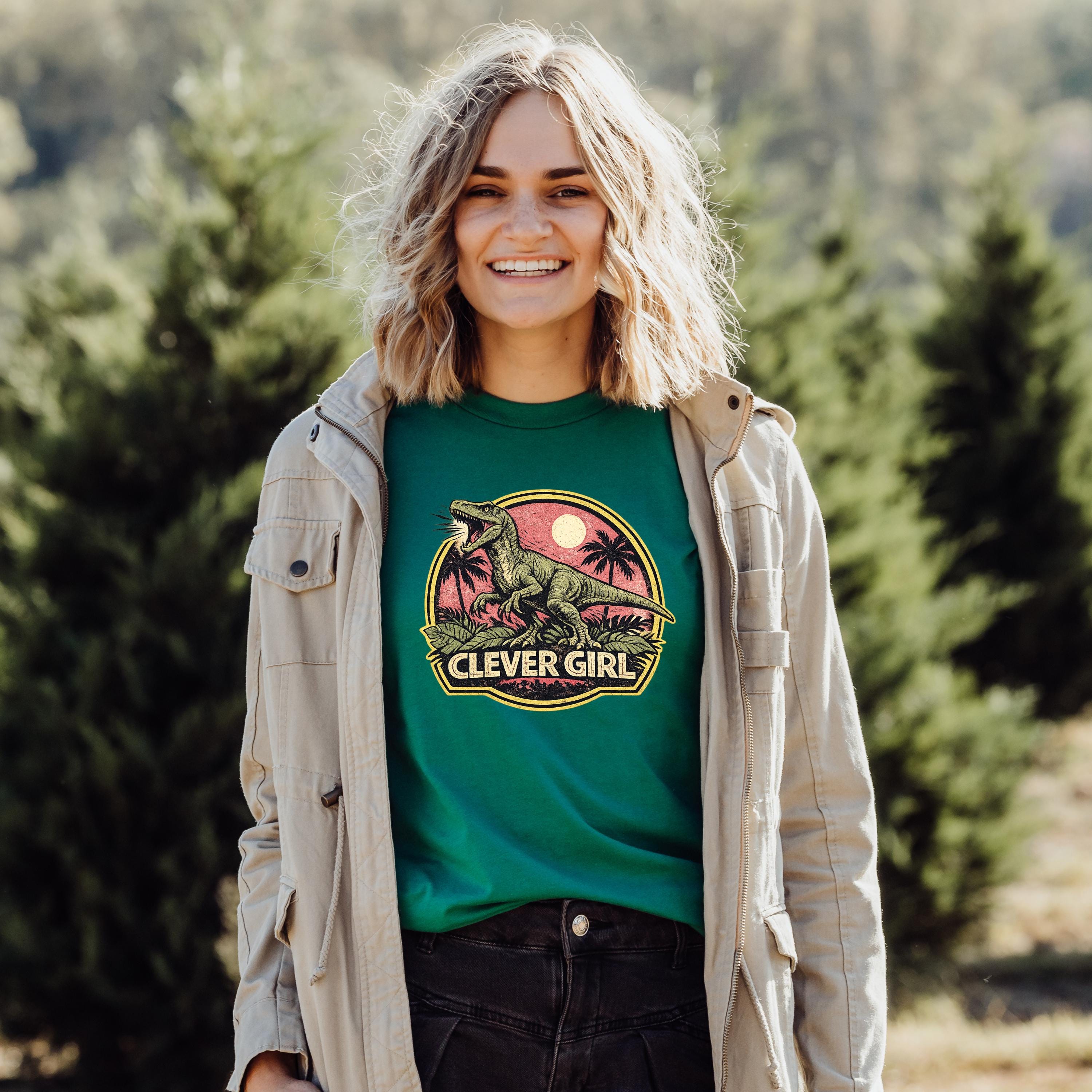 Clever Girl Dinosaur Shirt, Vintage Jurassic Style T-Shirt & Sweatshirt, Funny Dinosaur Graphic Tee, Unisex Adult and Youth | Raptor Shirt