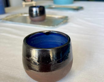 Handmade Wabi-Sabi Ceramic Cup: Rustic Yunomi Tea Cup, Green/Blue