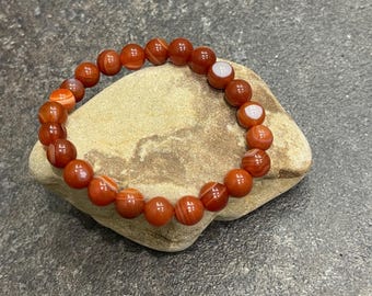 Orange Agate Bracelet - Handmade Natural Gemstone Jewelry for Strength & Energy - Unique Healing Crystal Gift