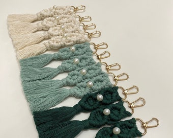 Personalized Macrame Keychain: Boho Wedding, Baby Shower Favor