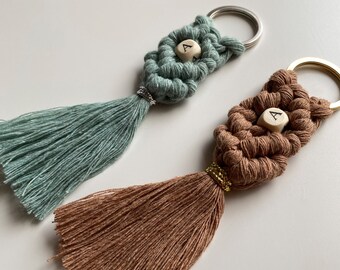 Personalized Macrame Keychain: Boho Wedding, Baby Shower Favor