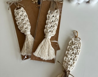 Personalized Macrame Keychain Wedding Favors, Boho Bag Charm