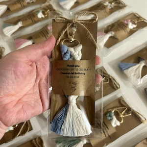 Personalized Boho Macrame Keychain for Wedding & Baby Showers - Unique Engagement / Bachelor Party Favors