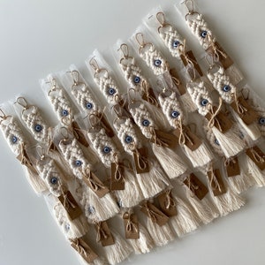 30 pcs Boho Macrame Keychain- Handmade Favors for Wedding Guests | Custom Cotton Design - Free Shipping