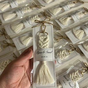 Personalized Macrame Keychain for Wedding or Baby Shower - Custom Boho Accessory - Handmade Macrame Keychain- Boho Perfect Favor