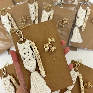 Bulk Boho Wedding Favors: Personalized Macrame Keychains for Bridesmaids & Engagements