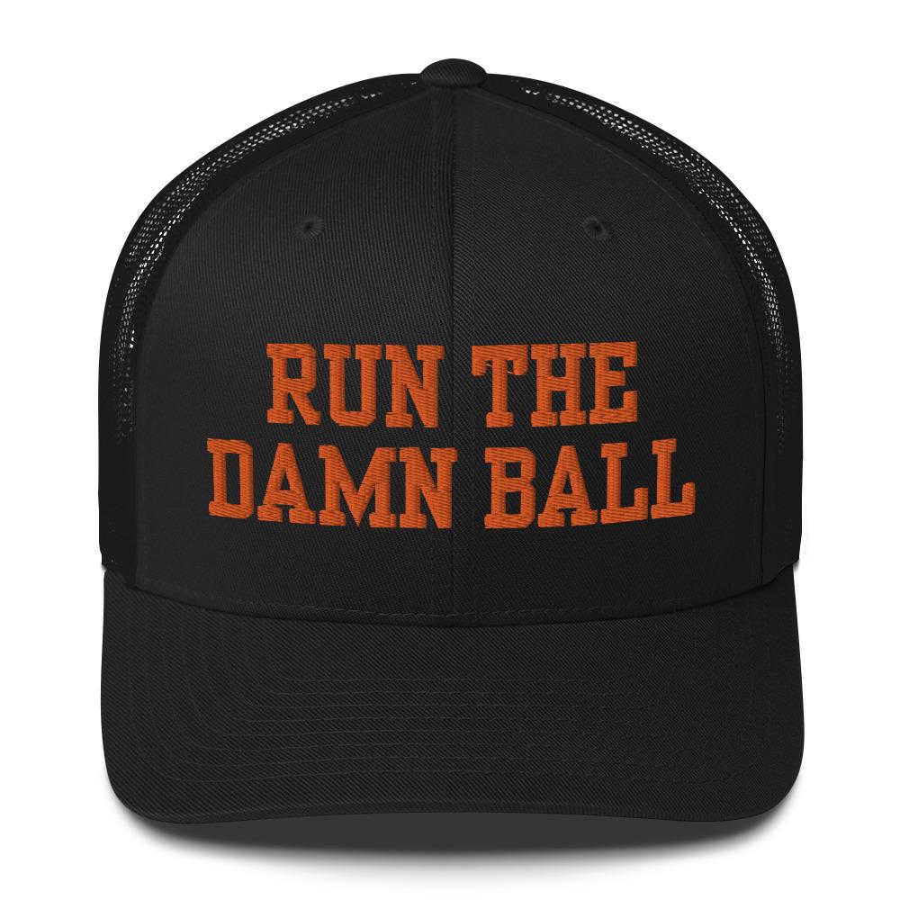 Run the Damn Ball Orange Embroidered Writing Trucker Hat Etsy