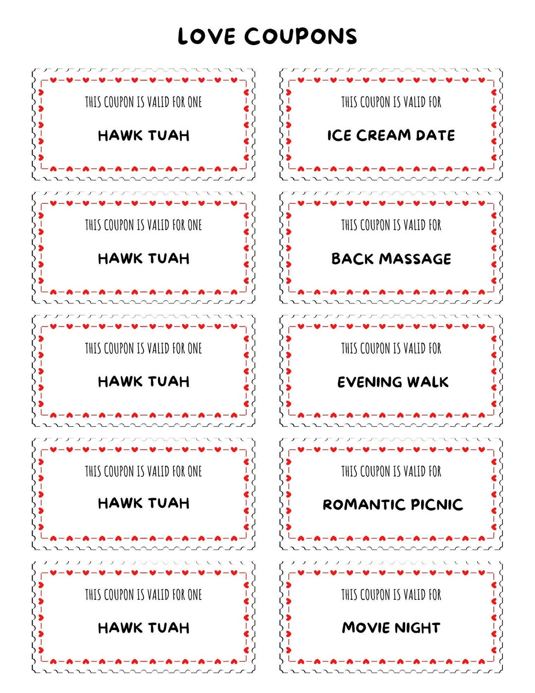 Hawk Tuah Funny Love Coupons Gag Gift for Boyfriend Husband Birthday - Etsy