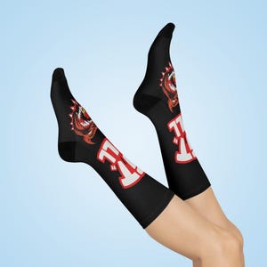 BTTF 2, Fierce Pit Bull, Fun & Cozy Crew Socks, Unique Gift, Back to the Future II, Griff Tannen Hoverboard