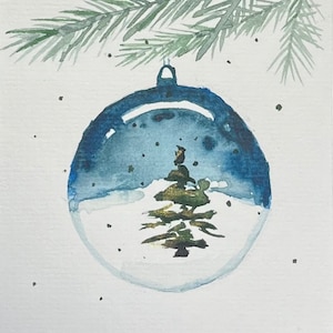 Tarjeta Temática De Navidad Arte De La Acuarela