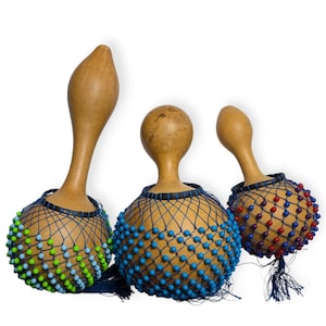 Handmade African Gourd Shaker - Shekere Maraca Percussion Instrument - Various Sizes Small Medium Large