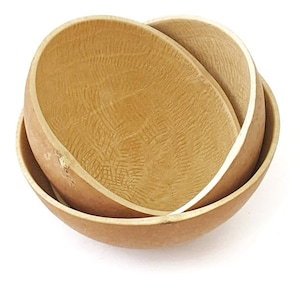 Natural Calabash Serving Bowls, Handcrafted Wood, Set of 3,