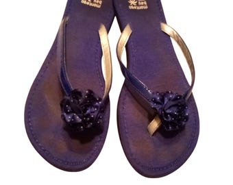 Montego Bay Ladies Navy Blue Thong Sandals Sz 6