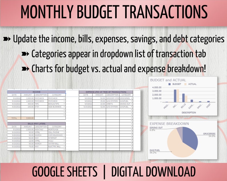 Monthly Budget with Debt Payment Tracker Spreadsheet Bundle, Monthly Bill Tracker, Savings Fund Tracker, Google Sheets Spreadsheet image 4