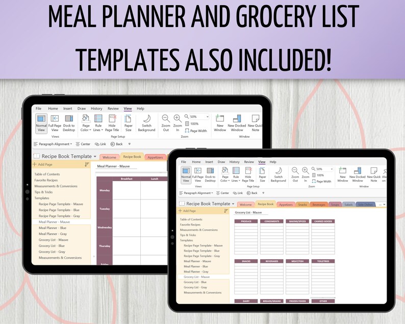 Digital Recipe Book, Onenote Recipe Book Template, 100 Editable