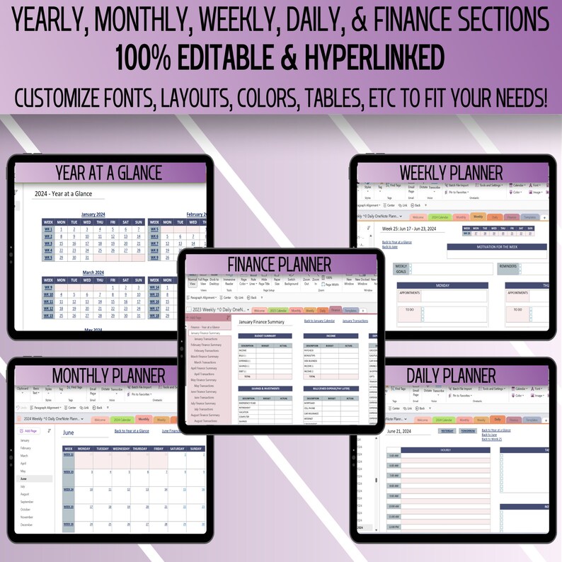 2024 Onenote Planner Onenote Digital Planner Template 2024 Etsy Australia