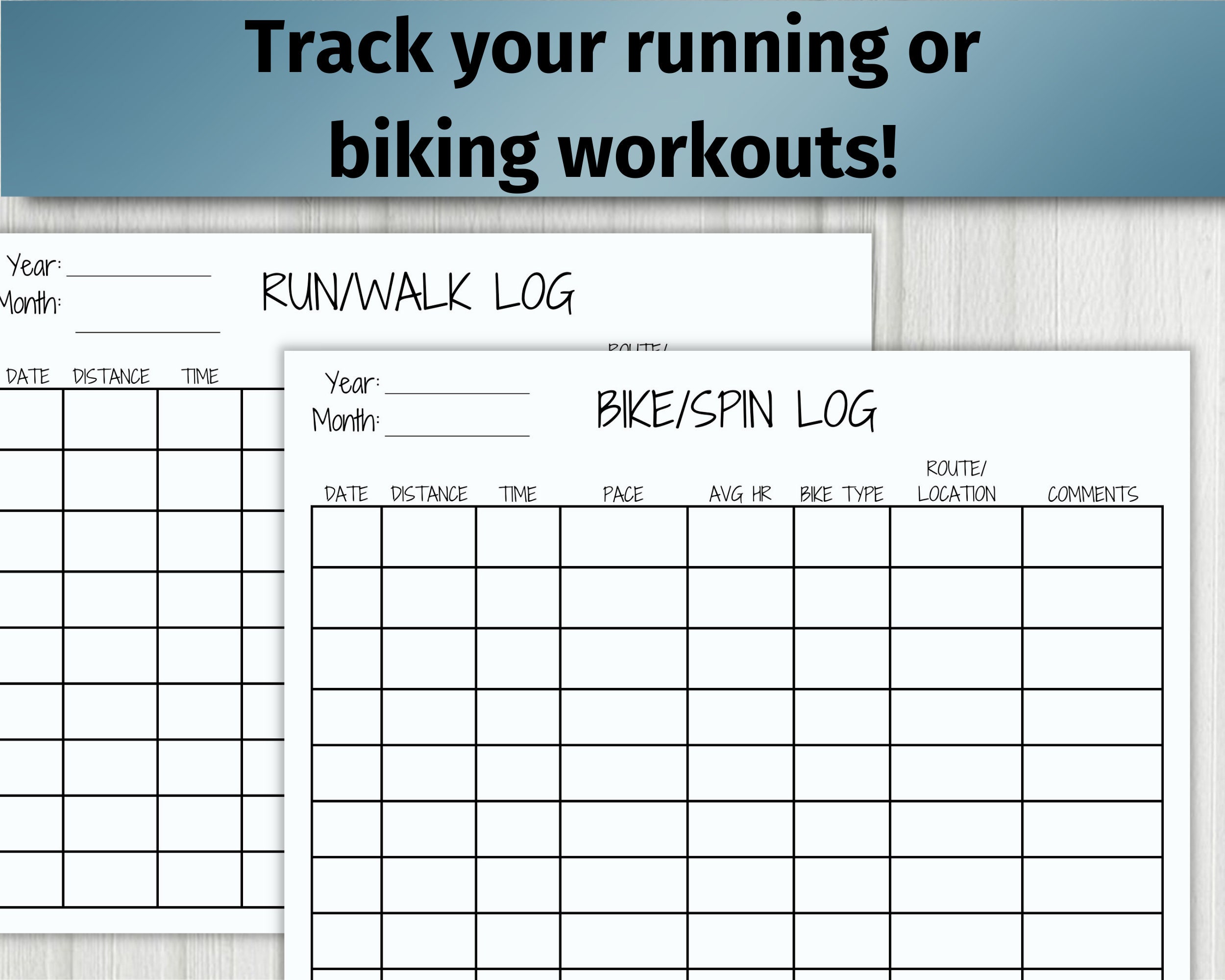 Printable Cardio Exercise Log, Running Log, Biking Tracker, Fitness ...