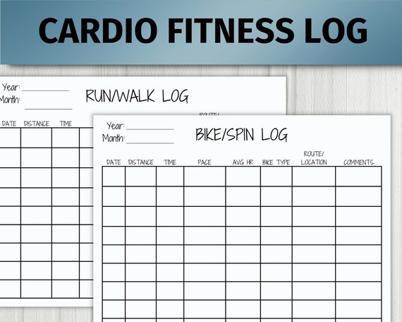 Printable Cardio Exercise Log Running Log Biking Tracker