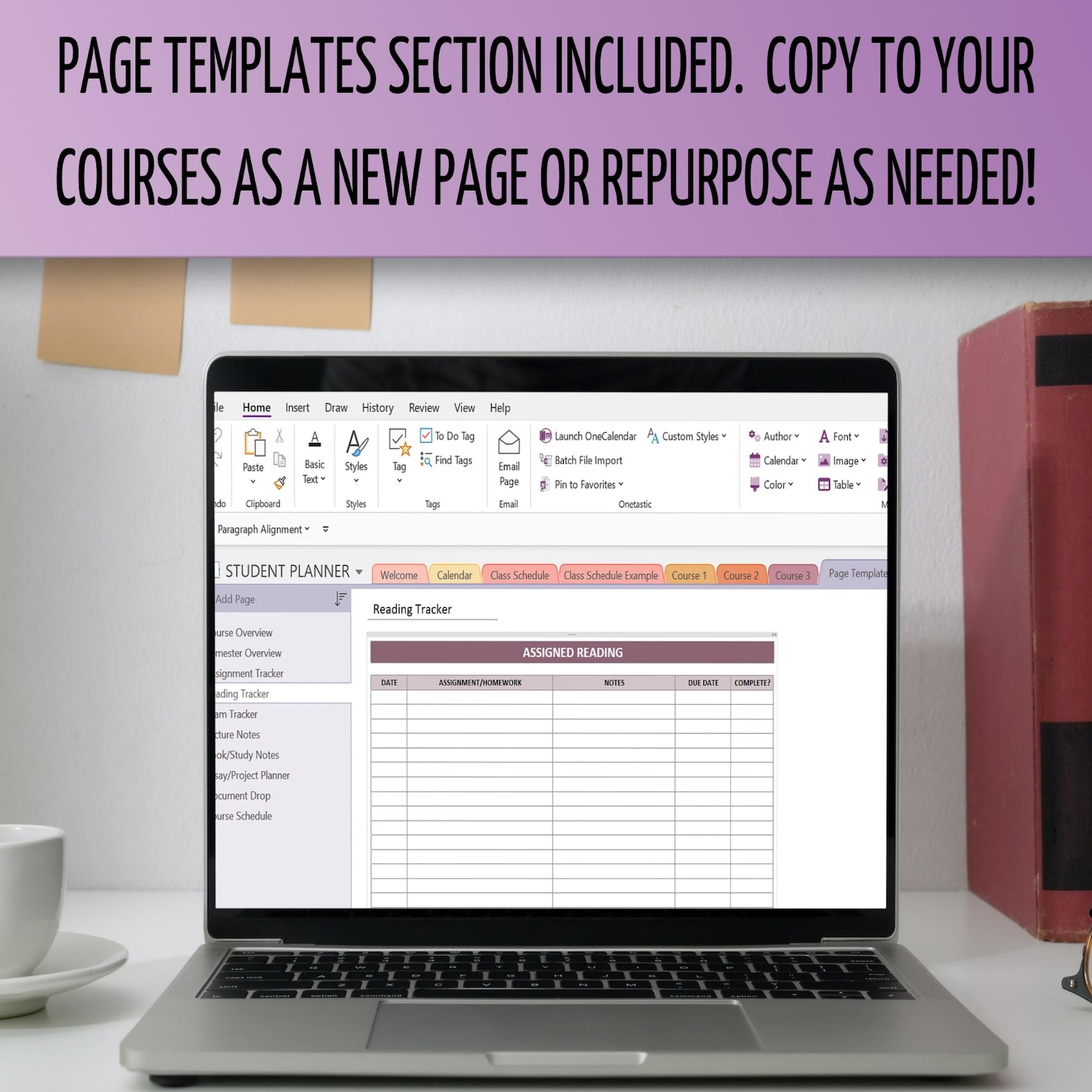 Study Notebook Template Onenote Onenote Academic Planner, Onenote Student Planner, 100% Editable ...