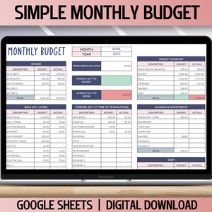 Monthly Budget Spreadsheet, Google Sheets Spreadsheet Template, Paycheck Budget, Finance Planner