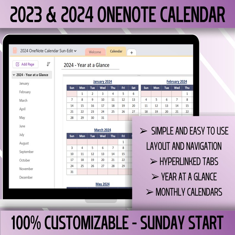 Editable Onenote Calendar