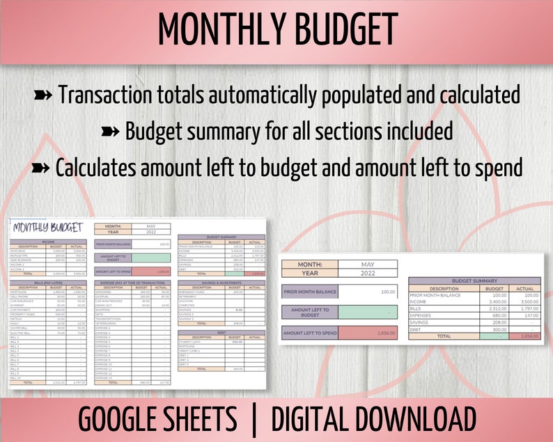 Monthly Budget with Debt Payment Tracker Spreadsheet Bundle, Monthly Bill Tracker, Savings Fund Tracker, Google Sheets Spreadsheet image 3