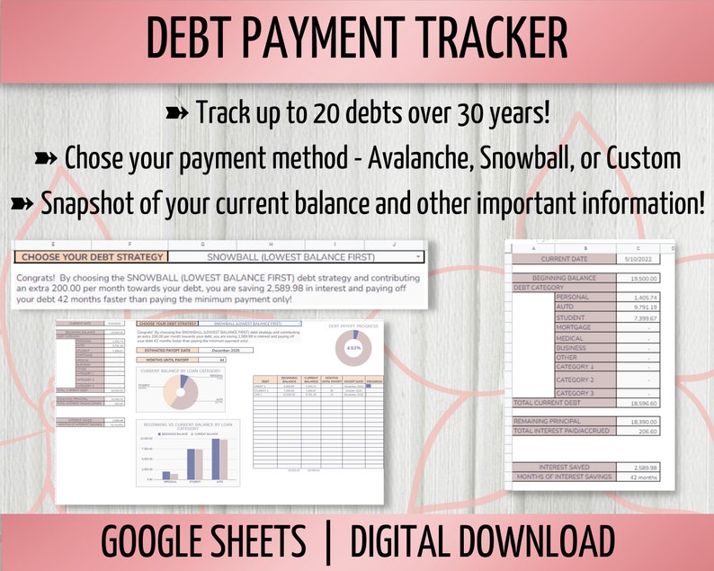 Monthly Budget with Debt Payment Tracker Spreadsheet Bundle, Monthly Bill Tracker, Savings Fund Tracker, Google Sheets Spreadsheet image 5