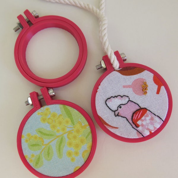 Mini Embroidery Hoop 40mm Magenta Pink 3D Printed