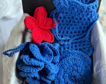 Crochet Spa Set | Blue |Handmade |Eco-friendly | Sustainable