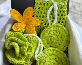 Crochet Spa Set | Apple Green |Handmade |Eco-friendly | Sustainable