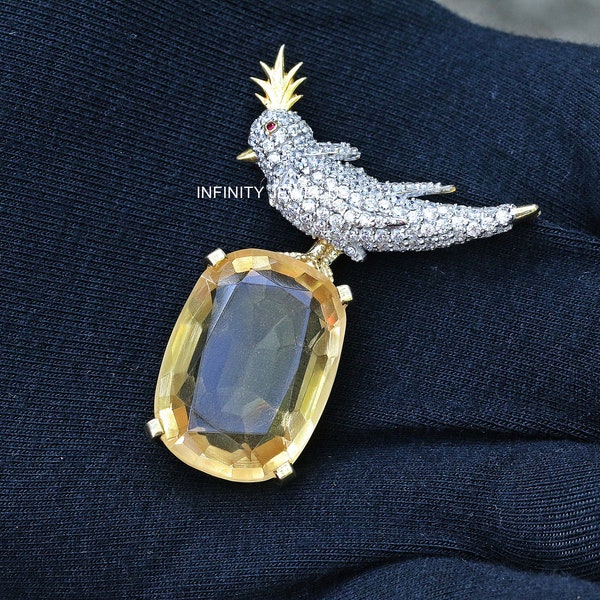 Vogel auf einem Rock Brosche, Jean Schlumberger Vogel Brosche, luxuriöse Diamant Brosche, Unisex Schmuck, Vogel auf einem Rock Brosche, Redy Versand
