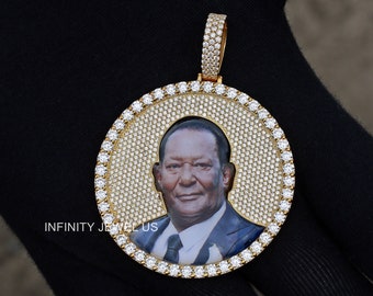 Custom Iced Out Photo Pendant 925 Sterling Silver CZ/ Moissanite Diamond / Customized Jewelry / hip Hop Pendant / Custom Photo Pendant