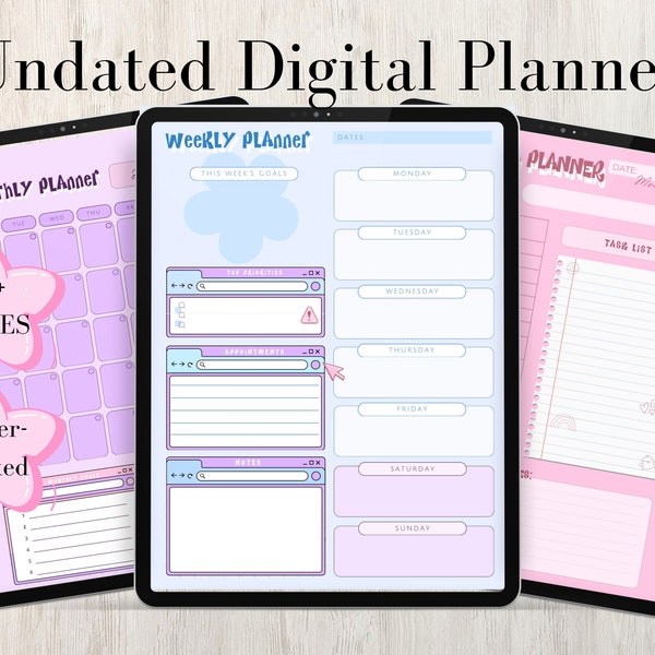 Girly Daily Planner | Weekly Planner | Monthly Planner | Minimal Life Planner | Goodnotes Planner | Digital Planner iPad Planner Y2K